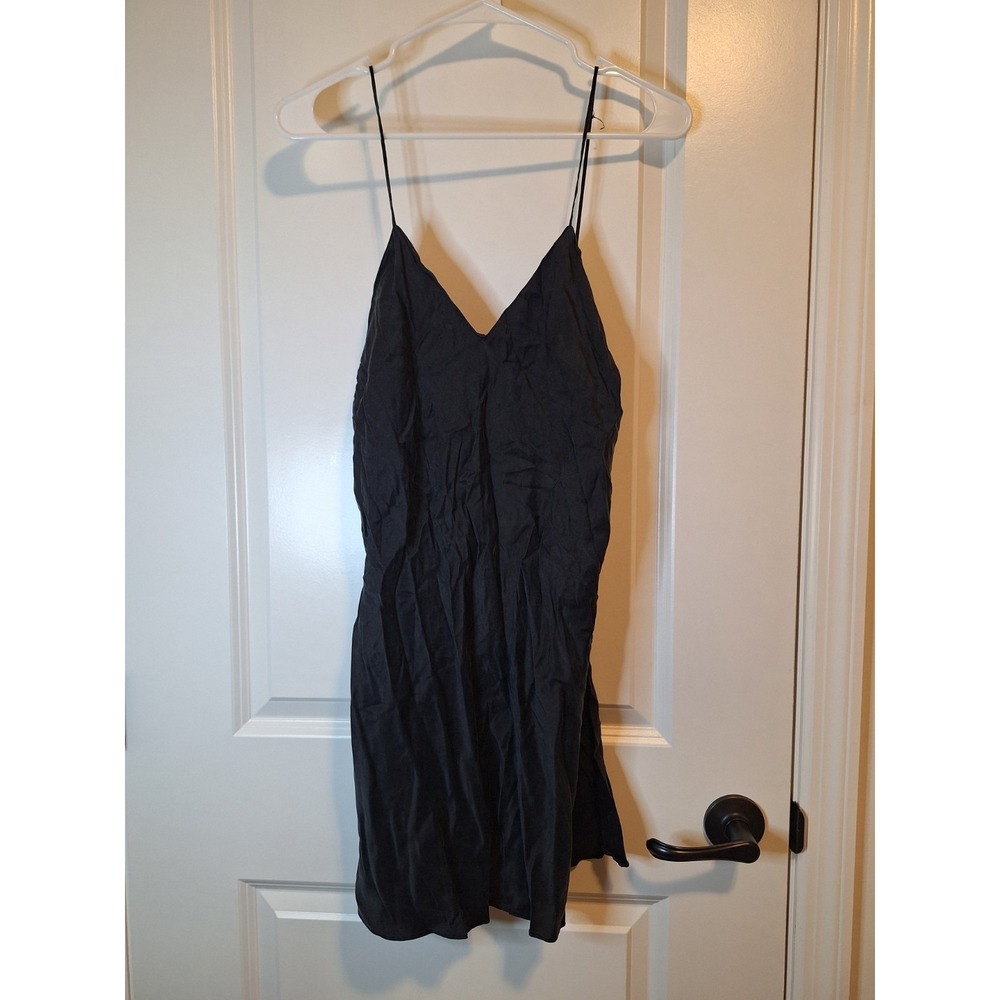 Vintage Gold Label Victoria Secret 100% Silk Black Chemise‎ Medium